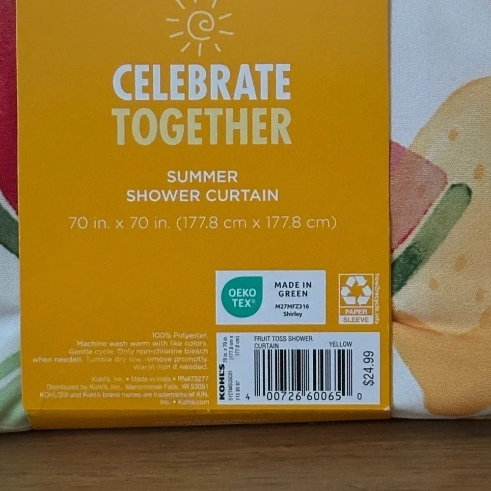 Celebrate Together Fruit & Floral Summer Fabric Shower Curtain 70